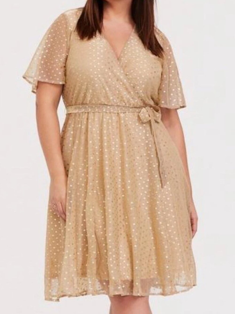 Torrid Metallic Polka Dot Wrap Dress